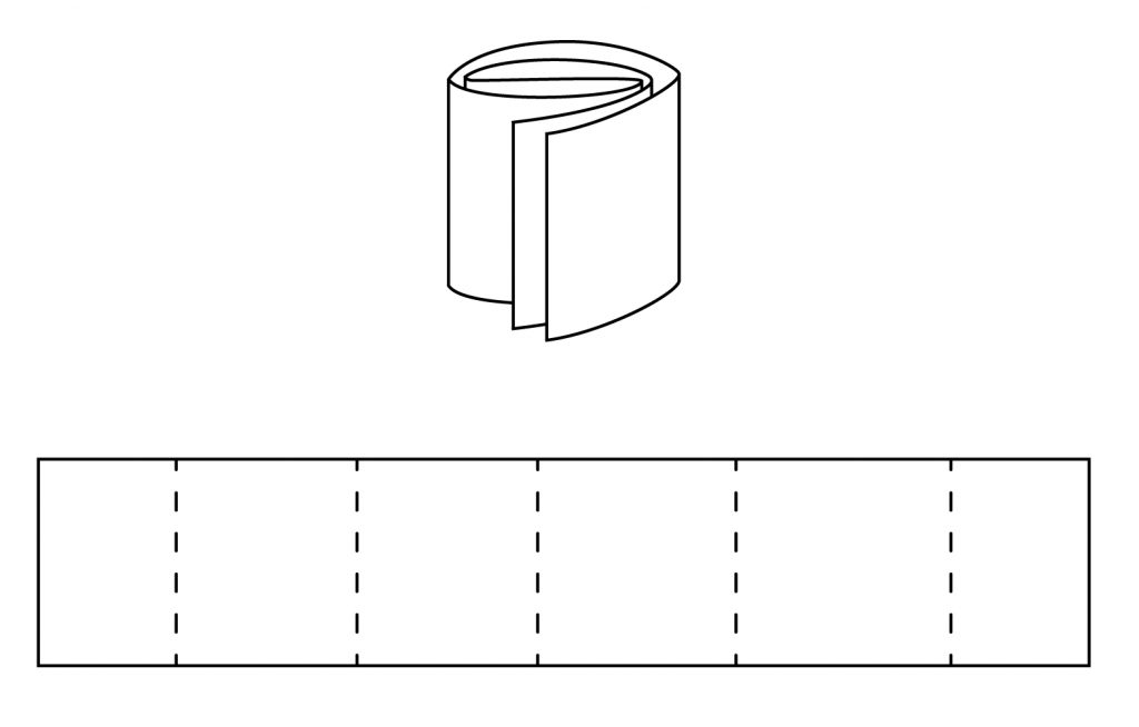 Figur 2: Slik ser blyplaten ut til å være brettet sammen. Illustrasjon: Ingvild Tinglum Bøckman.